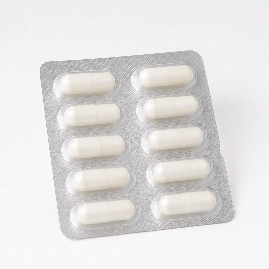 Unbranded blister of white capsules — illustrative, not the pack you will receive